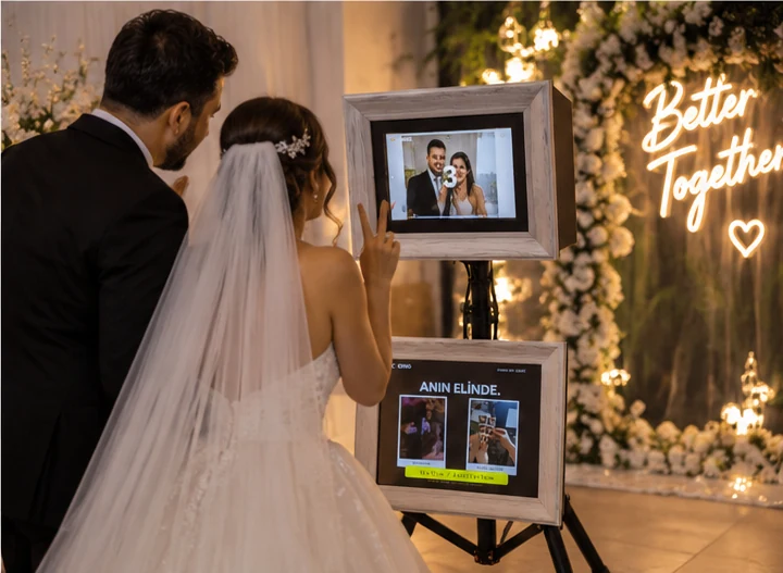 CEKIO Photobooth ile fotoğraf çeken düğün misafirleri